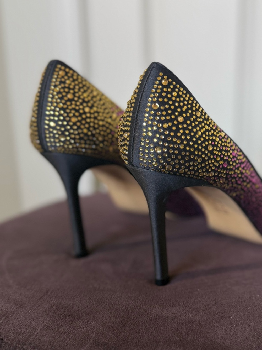 Nina Rhinestone Stiletto Heels - Pointed Toe Multicolor Party Pumps 8.5 - Picture 6 of 12
